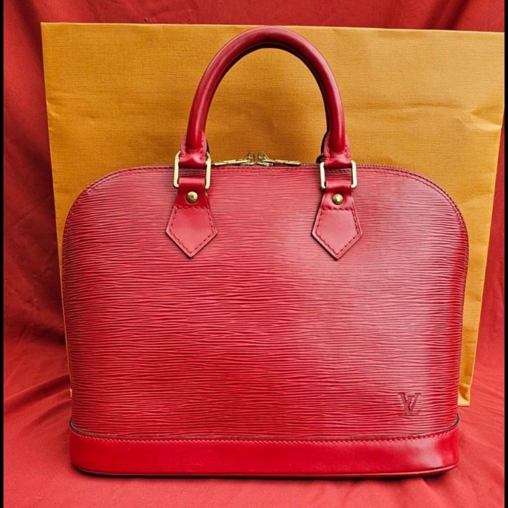 Louis Vuitton Red Épi Alma Satchel